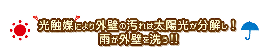 光触媒により外壁の汚れは太陽光が分解し！雨が外壁を洗う！！